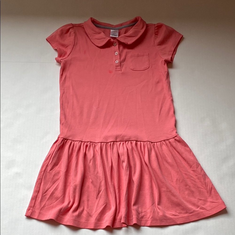 Gymboree Pink Casual Dress with Flutter Sleeves and Peter Pan Collar